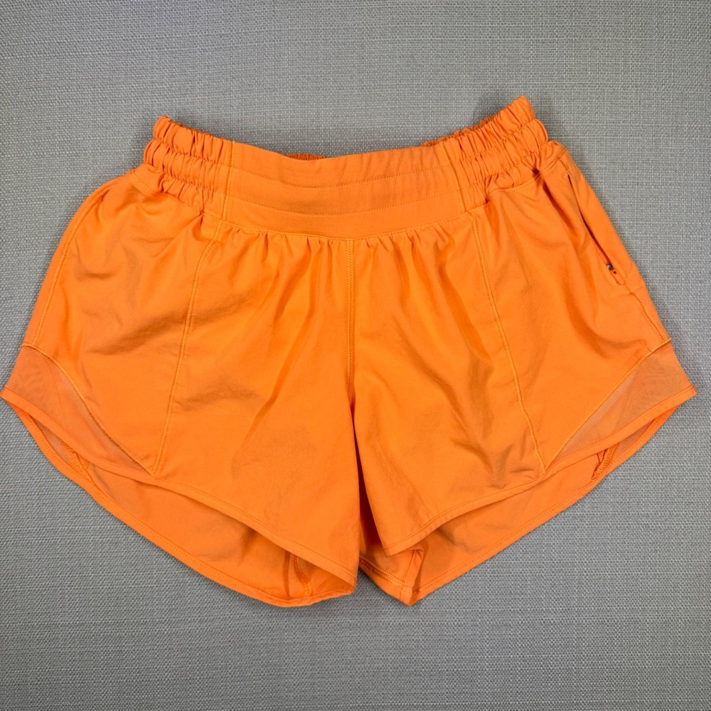 Lululemon Hotty Hot High-Rise Lined Short 4 inch Orange Womens Size 4 LW7AVGT